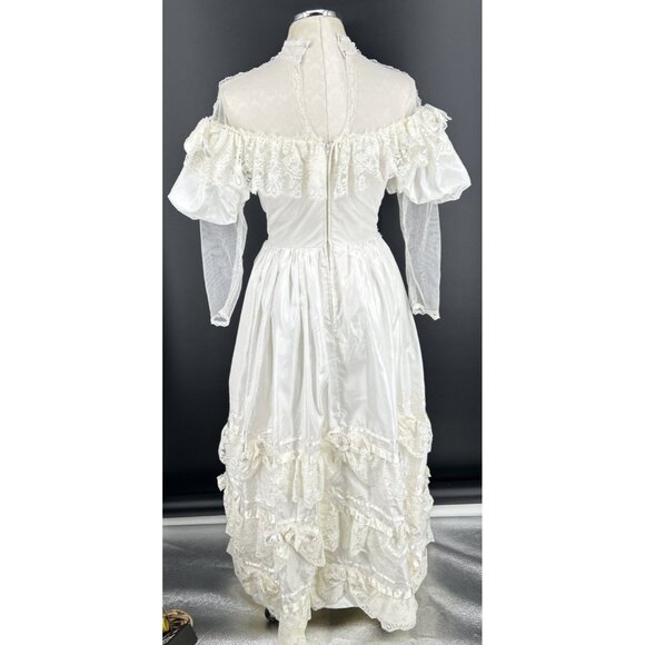 Country Elegance Wedding Dress 70s Victorian Sz 10 Layers Vintage - Picture 6 of 9